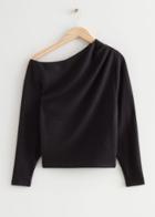 Other Stories Draped One-shoulder Top - Black