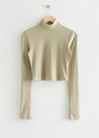 Other Stories Cropped Mock Neck Top - Beige