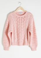 Other Stories Wool Blend Cable Knit Sweater - Pink