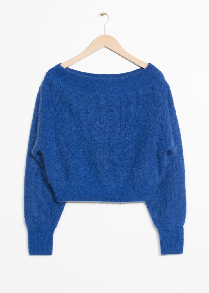 Other Stories Knit Off-shoulder Sweater - Blue