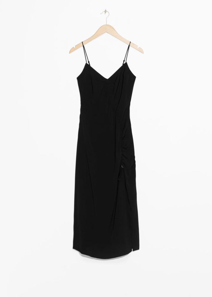 Other Stories Drawstring Slit Dress - Black
