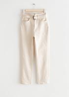 Other Stories Belted Straight Jeans - White