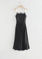 Other Stories Open Back Pearl Strap Dress - Black