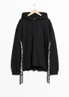Other Stories Grosgrain Tape Hoodie - Black