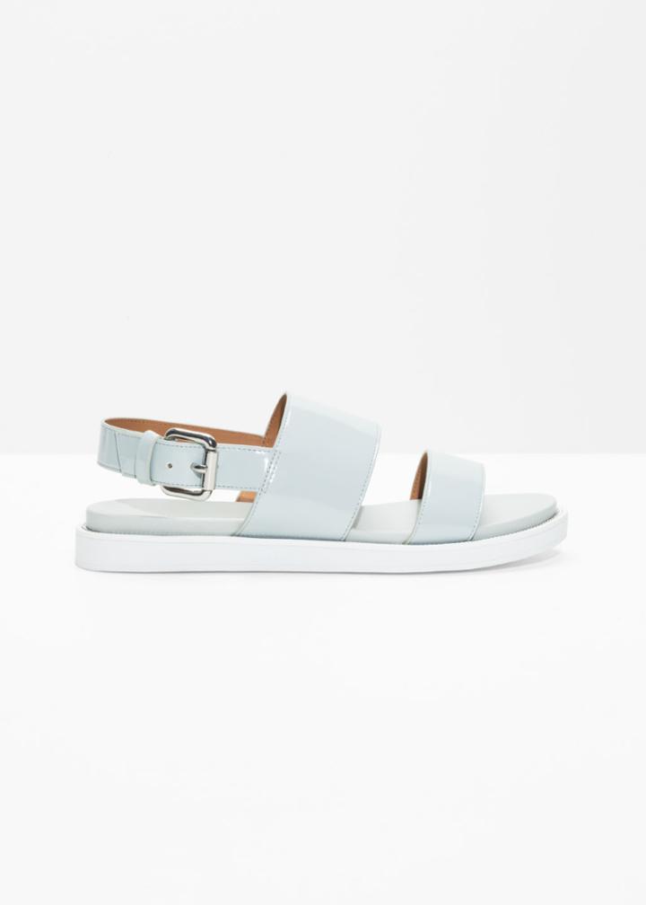 Other Stories Raw Edge Leather Sandals - Green