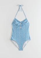 Other Stories Floral Print Strappy Swimsuit - Blue