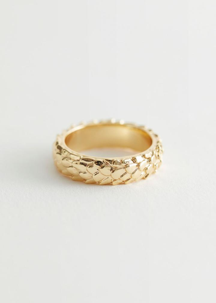Other Stories Snake Embossed Ring - Gold