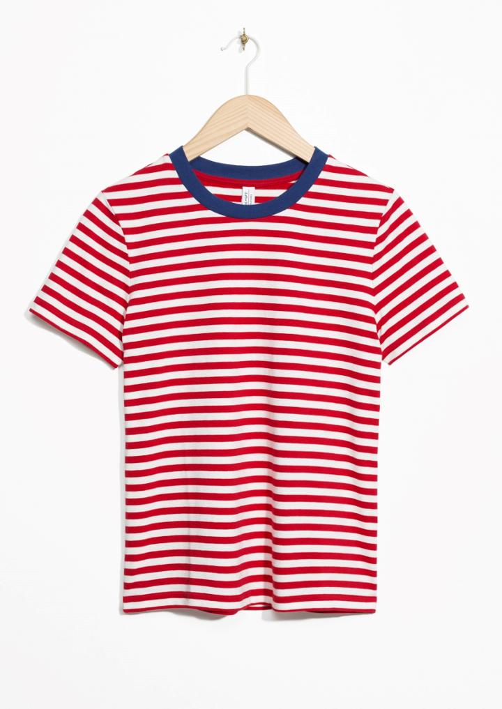 Other Stories Contrast Neck Striped Tee