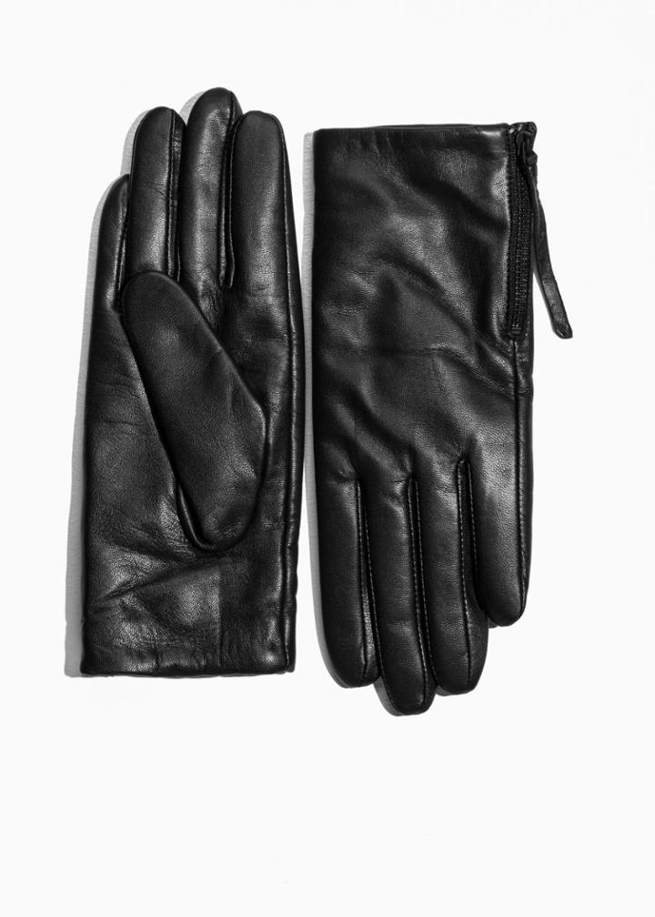 Other Stories Side Zip Gloves - Black