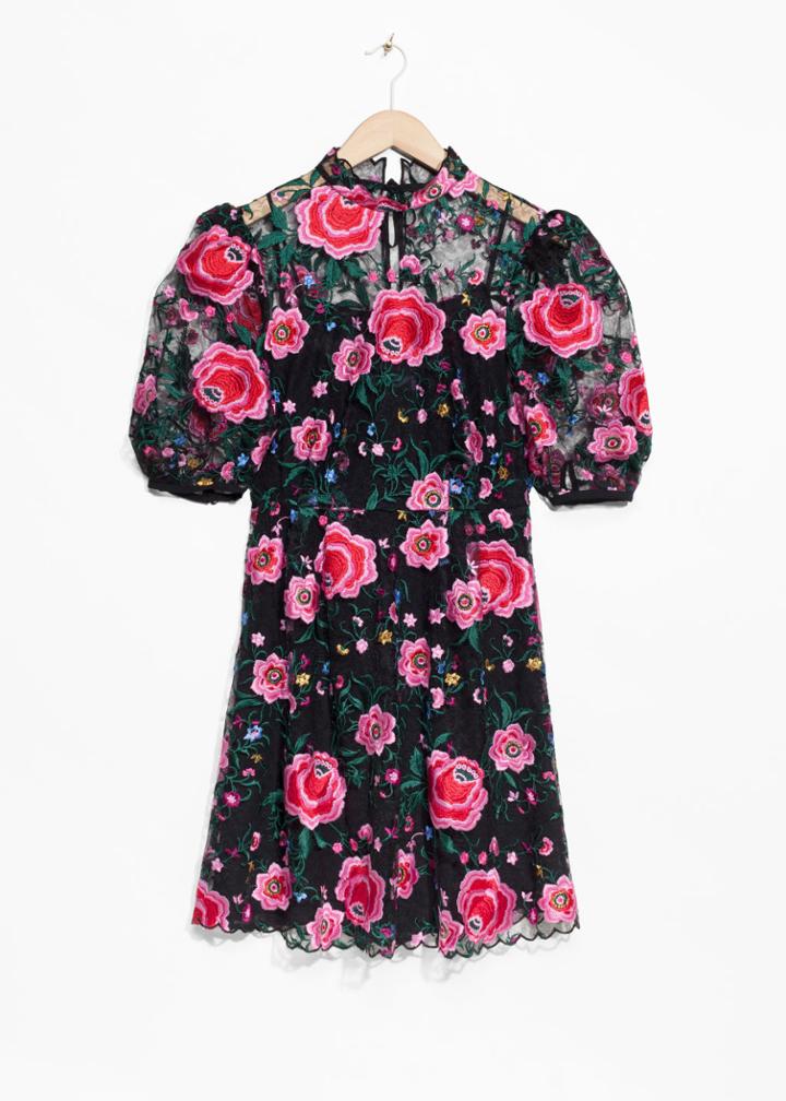 Other Stories Roses Mini Dress - Black