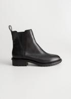 Other Stories Leather Track Sole Boots - Black