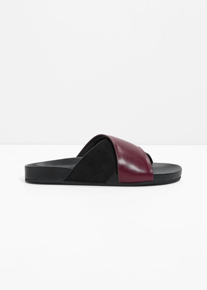 Other Stories Wide Strap Suede Slides - Black