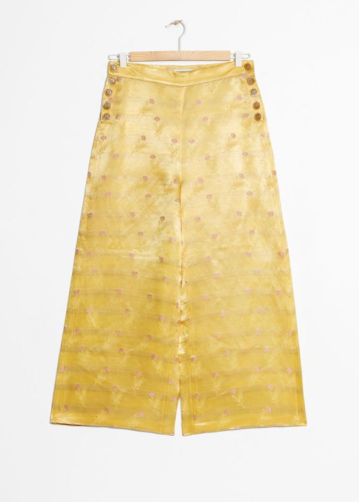 Other Stories Floral Satin Wide Trousers - Yellow