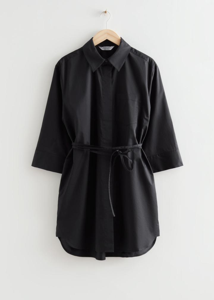 Other Stories Voluminous Shirt Mini Dress - Black