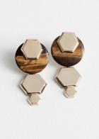 Other Stories Hexagon Tiger's Eye Earrings - Yellow