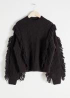 Other Stories Cable Knit Fringe Sweater - Black