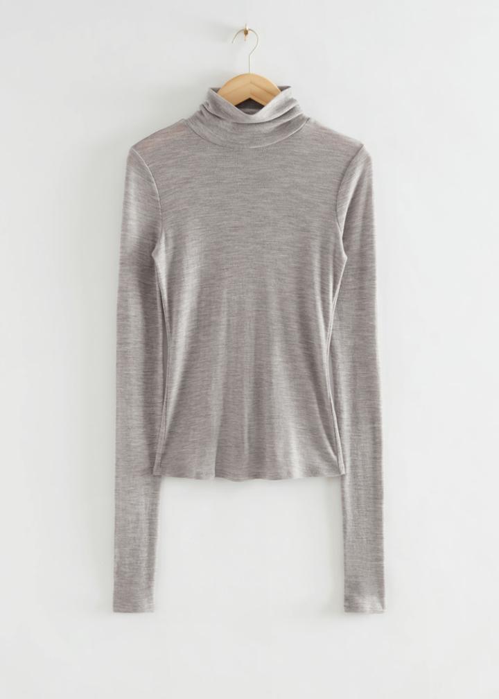 Other Stories Long-sleeved Woolen Turtleneck Top - Rust