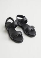 Other Stories Velcro Strap Leather Sandals - Black