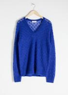 Other Stories Diamond Stich Knit Sweater - Blue