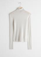 Other Stories Semi Sheer Ribbed Turtleneck - Off White