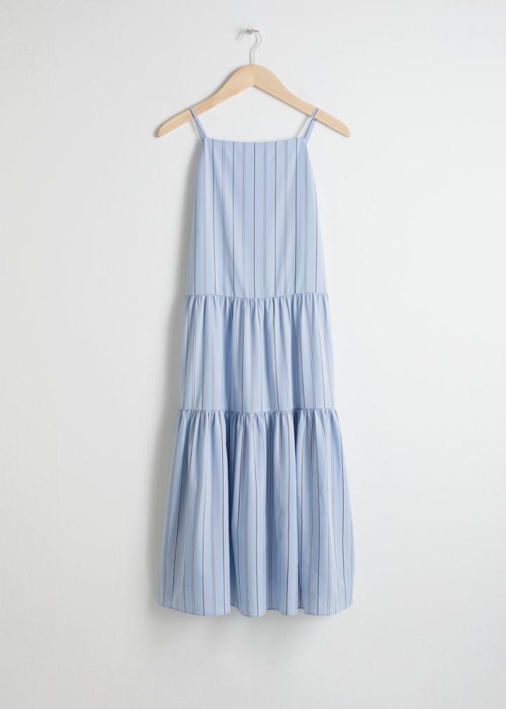 Other Stories Gathered Pleated Midi Dress - Blue