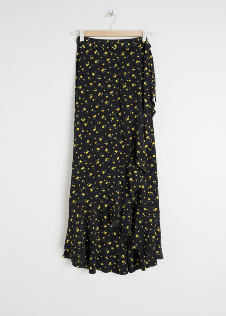 Other Stories Ruffle Wrap Maxi Skirt - Black