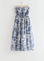 Other Stories Printed Bandeau Midi Dress - Blue