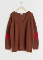 Other Stories Stripe Sleeve Sweater - Brown