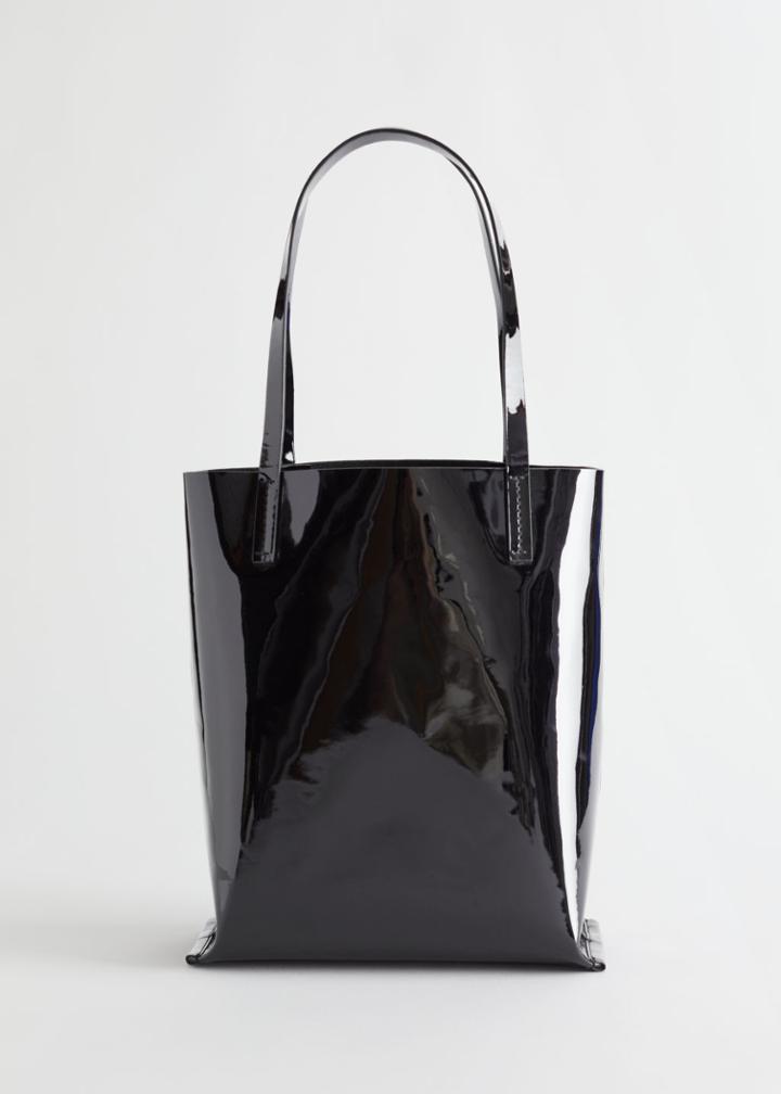 Other Stories Small Patent Tote Bag - Black