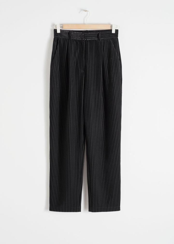 Other Stories Embossed Velvet Trousers - Black