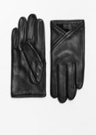 Other Stories Overlapping Fold Leather Gloves - Black