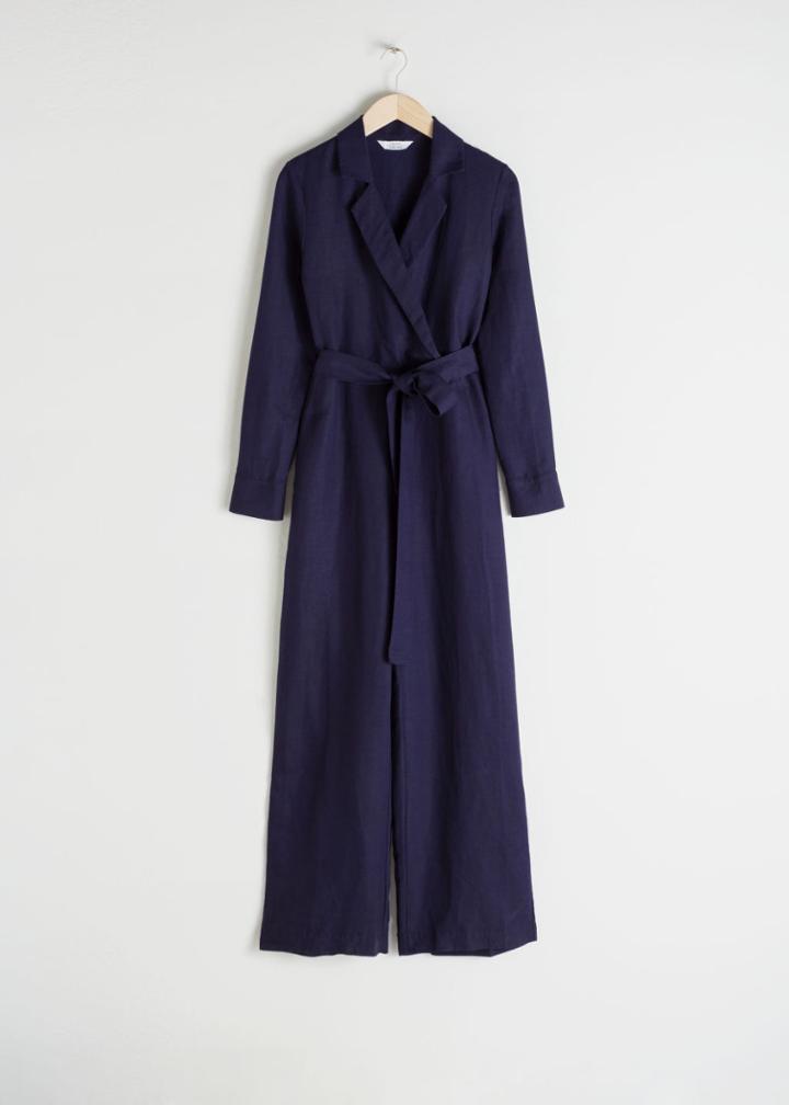 Other Stories Long Sleeve Wrap Jumpsuit - Purple