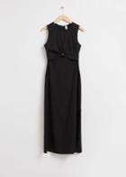 Other Stories Fitted Metal Hook Detail Dress - Black