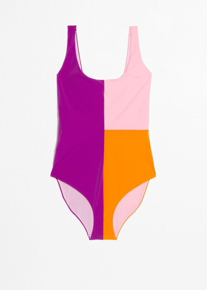 Other Stories Colour Block Swimsuit - Purple