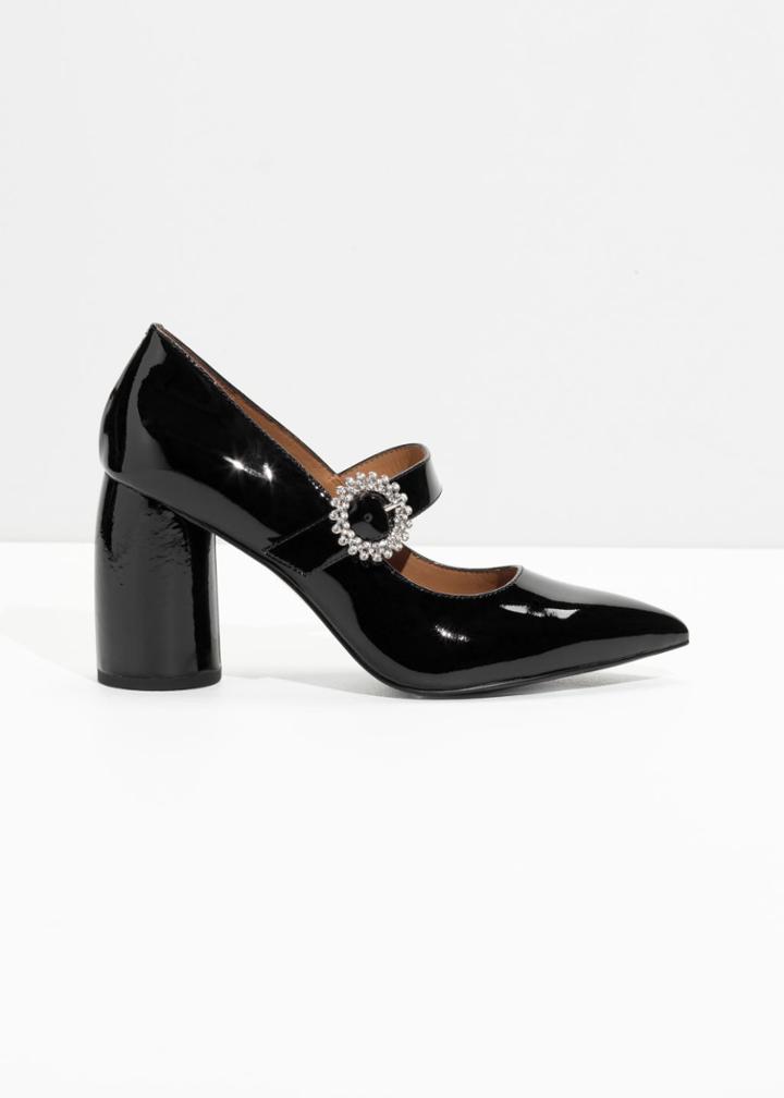 Other Stories Jewel Buckle Heels - Black