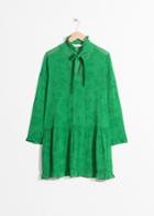 Other Stories Pussy Bow Mini Dress - Green
