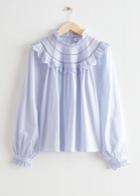 Other Stories A-line Ruffle Embroidery Blouse - Blue