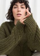 Other Stories Oversized Curved Knit Sweater - Green