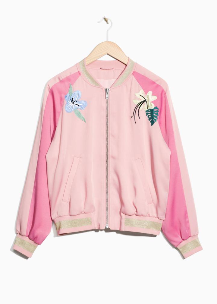 Other Stories Embroidery Bomber Jacket - Orange