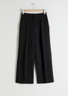Other Stories Cropped Linen Blend Trousers - Black