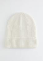 Other Stories Ribbed Cashmere Knit Beanie - White