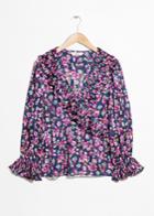 Other Stories Wrap Ruffle Blouse - Blue