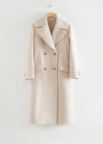 Other Stories Oversized Wide Collar Wool Coat - White
