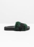 Other Stories Faux Fur Slippers - Black