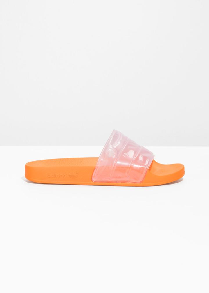 Other Stories Clear Strap Pool Slides - Orange
