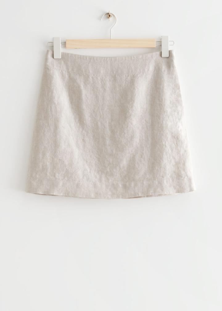 Other Stories Linen Mini Skirt - Beige