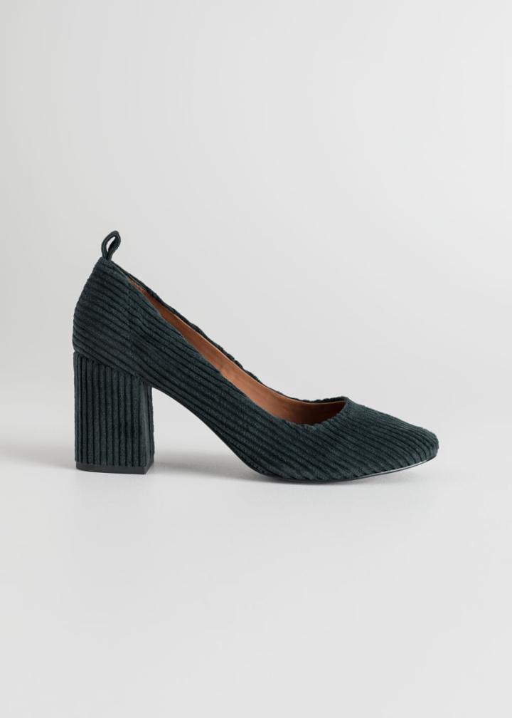 Other Stories Block Heel Ballerina Pumps - Blue