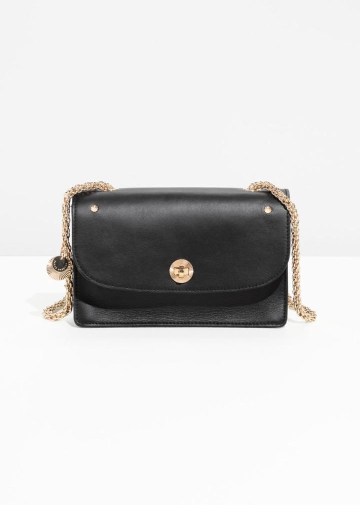 Other Stories Gold-tone Chain Small Leather Bag - Black