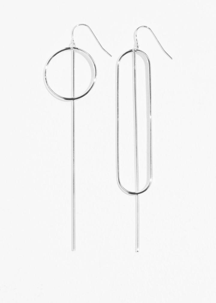 Other Stories Metal Bar Earrings - Silver
