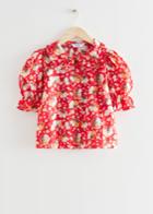 Other Stories Printed Frill Blouse - Red